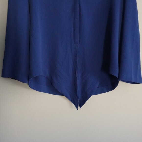 Monk & Lou Women's Blue Sz M V-Neck Tie Front Lightweight Long Sleeve Blouse Top - Picture 7 of 12